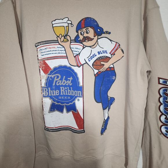 Pabst blue ribbon beer football men's medium sweatshirt-Faded - Picture 3 of 7